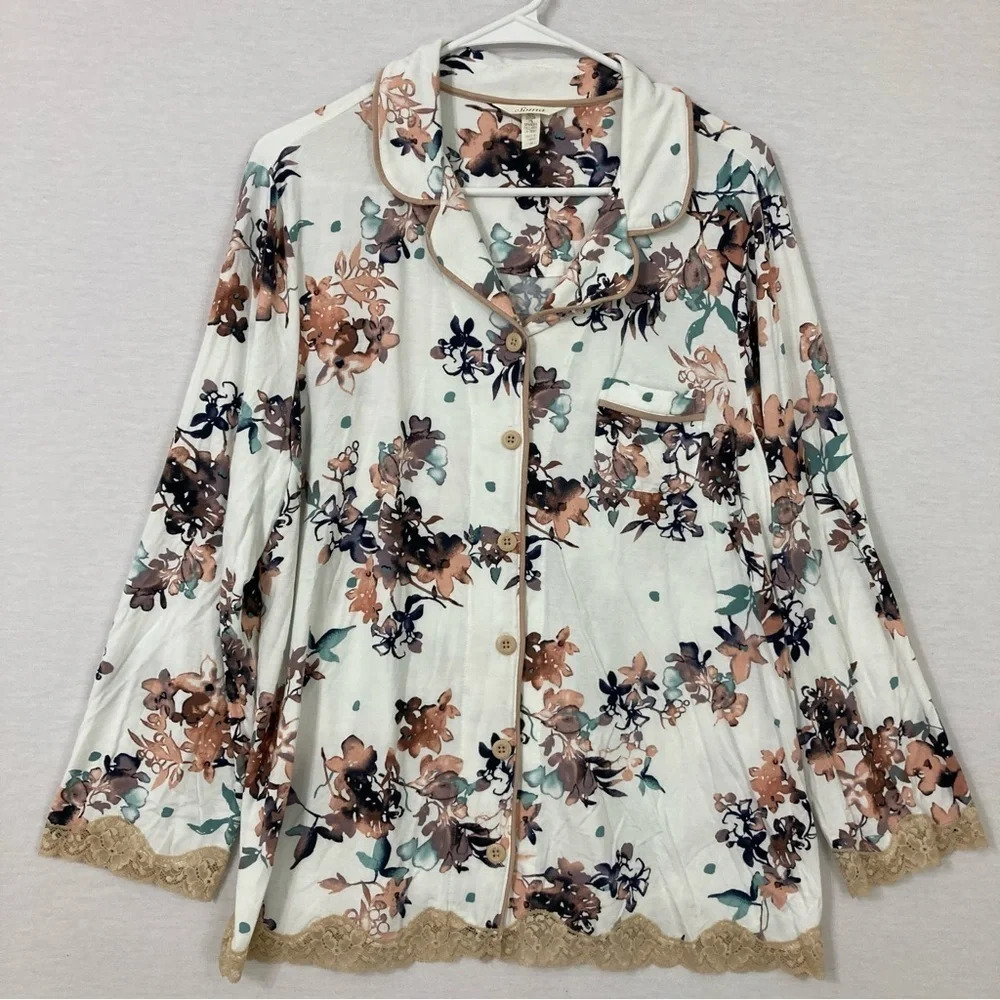 Soma Floral Long Sleeve Ultra Soft Stretch Button Down‎ XL